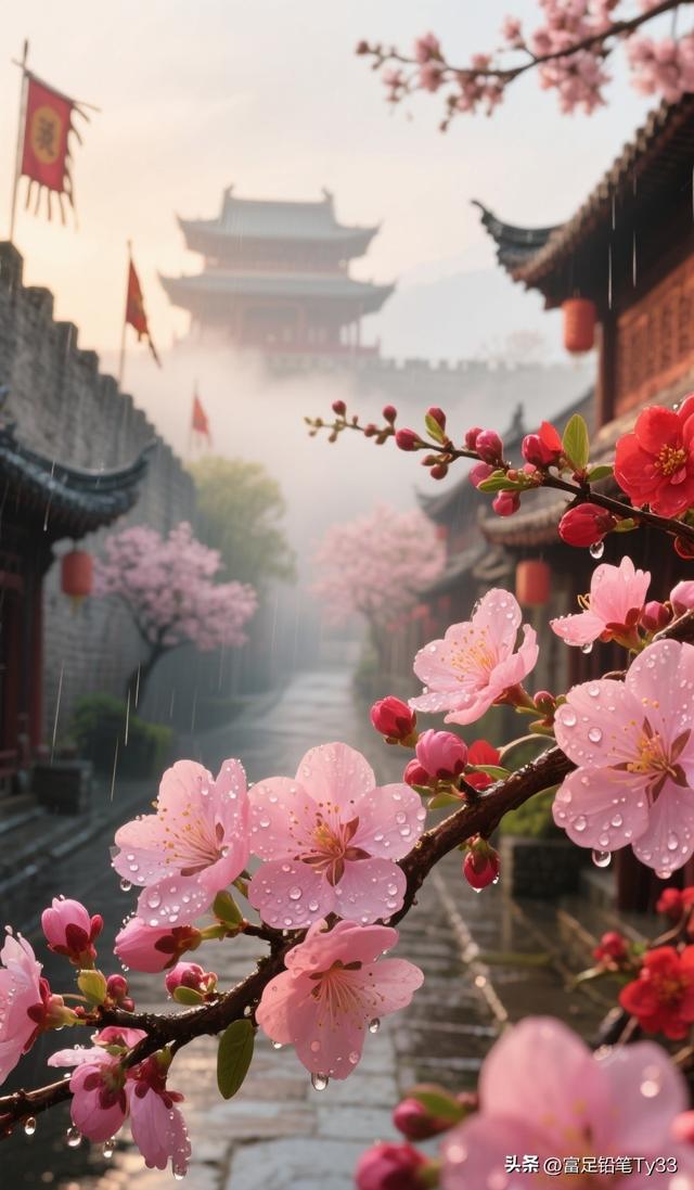 雨中邂逅粉樱盛景，领略古风古韵，共赴一场绝美之约！