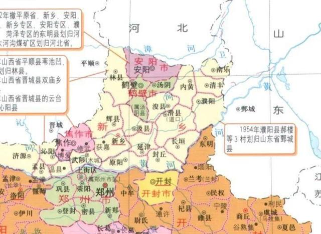 1952年河南郑州下辖16个县，包括山东东明，如今仅有6个县！