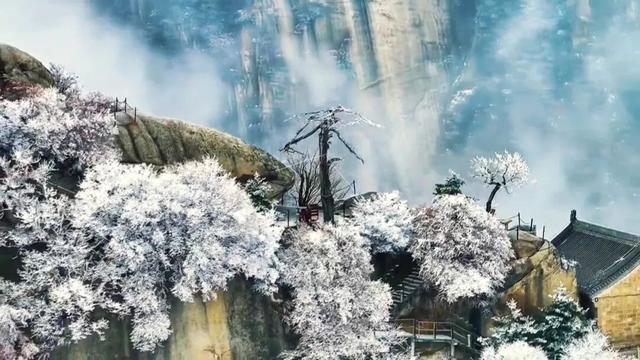 华山雪落，一脚踏进水墨仙境