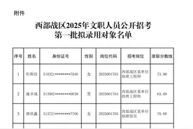 公示！西部战区2025年文职人员公开招考第一批拟录用对象名单图片