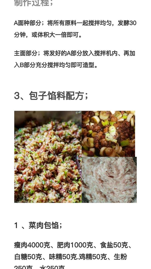 分享一次发面的包子配方，全套制作技术资料，先收藏起来