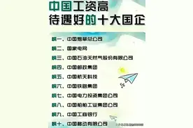 终于把“工资高待遇好的十大国企”排列出来了，收藏看看吧图片