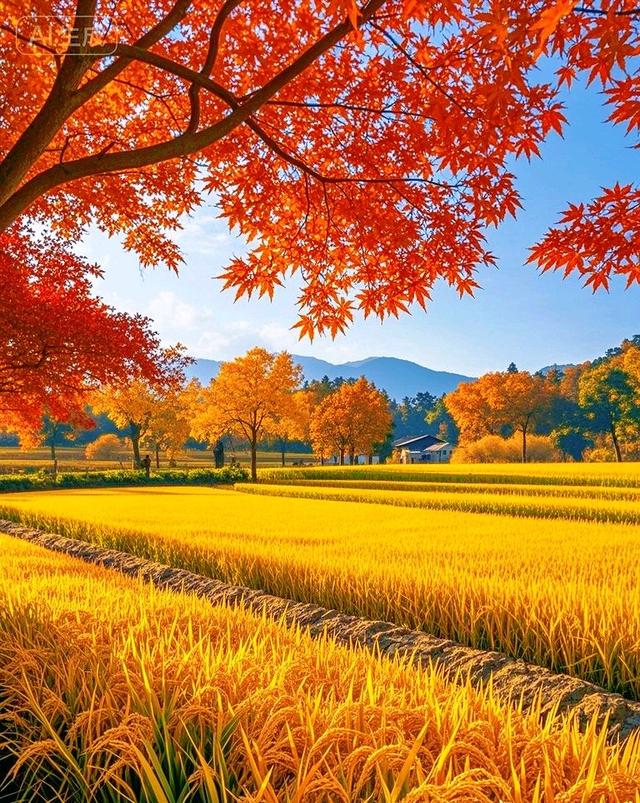 金稻铺野，彩林尽染的秋日盛景