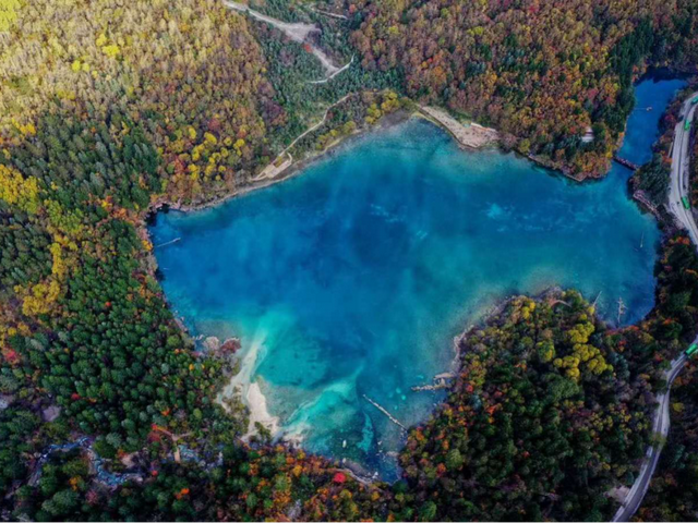 碧水吻醒秋色，落叶撞进九寨沟的调色盘