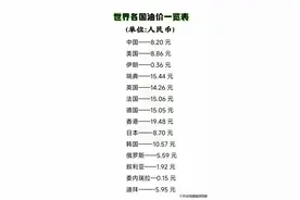 终于有人把世界各国油价一览，整理出来了，收藏看看，仅供参考。图片