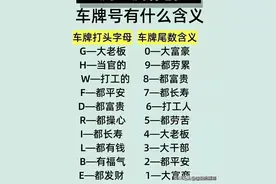 有人把车牌号的含义整理好了，看看你的是属于哪一种，仅供参考图片