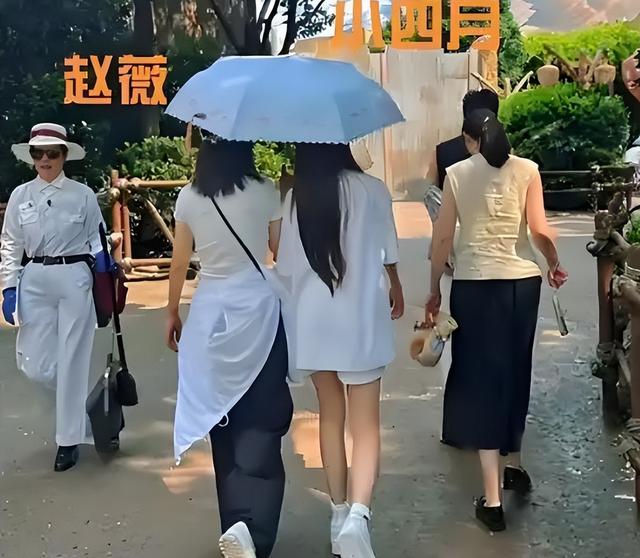 赵薇一家三口旅游回来，75岁母亲打扮时尚，小四月越来越像赵薇了