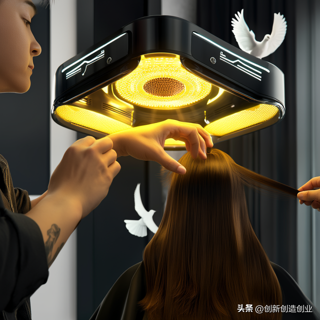 用“理发师、向日葵、鸽子、水壶"四元素组合发明：智能理发系统