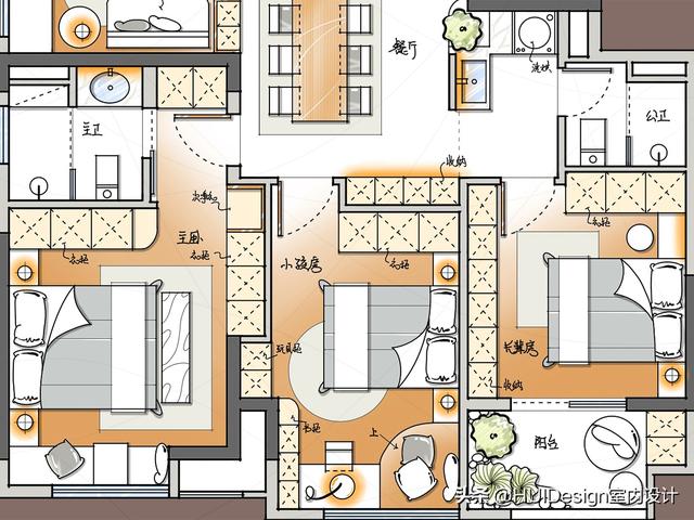 127㎡改造，非要三房朝南？如何破解空间矛盾，实现功能需求？