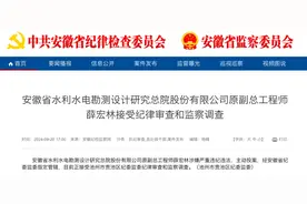主动投案！安徽省水利水电勘测设计研究总院股份有限公司原副总工程师薛宏林接受审查调查图片