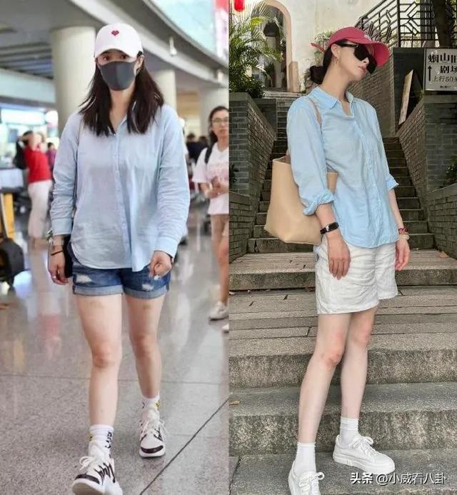 42岁蒋欣生活照瘦成“纸片人”，大热天美美出游，筷子腿抢镜！