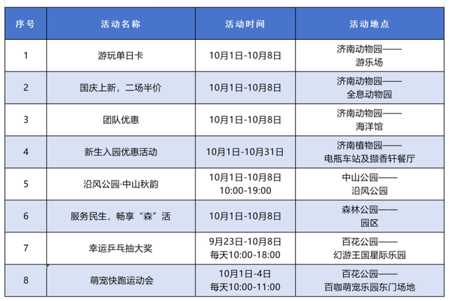 速码！济南国庆假期精彩活动清单出炉，时间地点全在这！