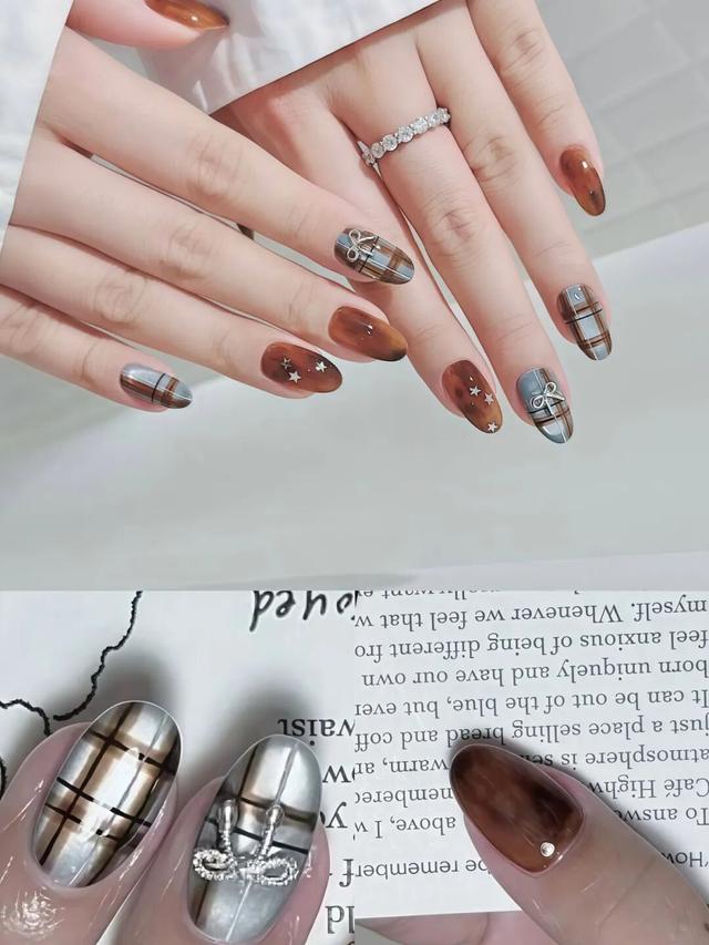 短甲美甲｜复古时尚～英伦学院风