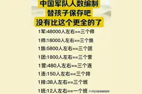 中国军队人数编制，替孩子保存吧，没有比这个更全的了。图片