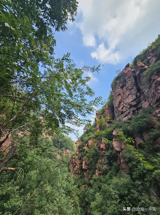 伏羲大峡谷，有水的清凉，山的巍峨，树的阴凉，人的欢笑