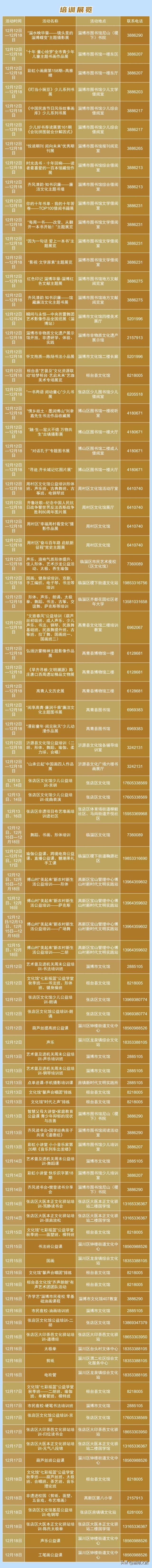 淄博城市文化菜单|每周文化惠民活动早知道（12.12-12.18）