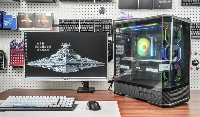 乔思伯D400无立柱曲面海景房+9950X3D+ROG B850-F+索泰5070Ti装机