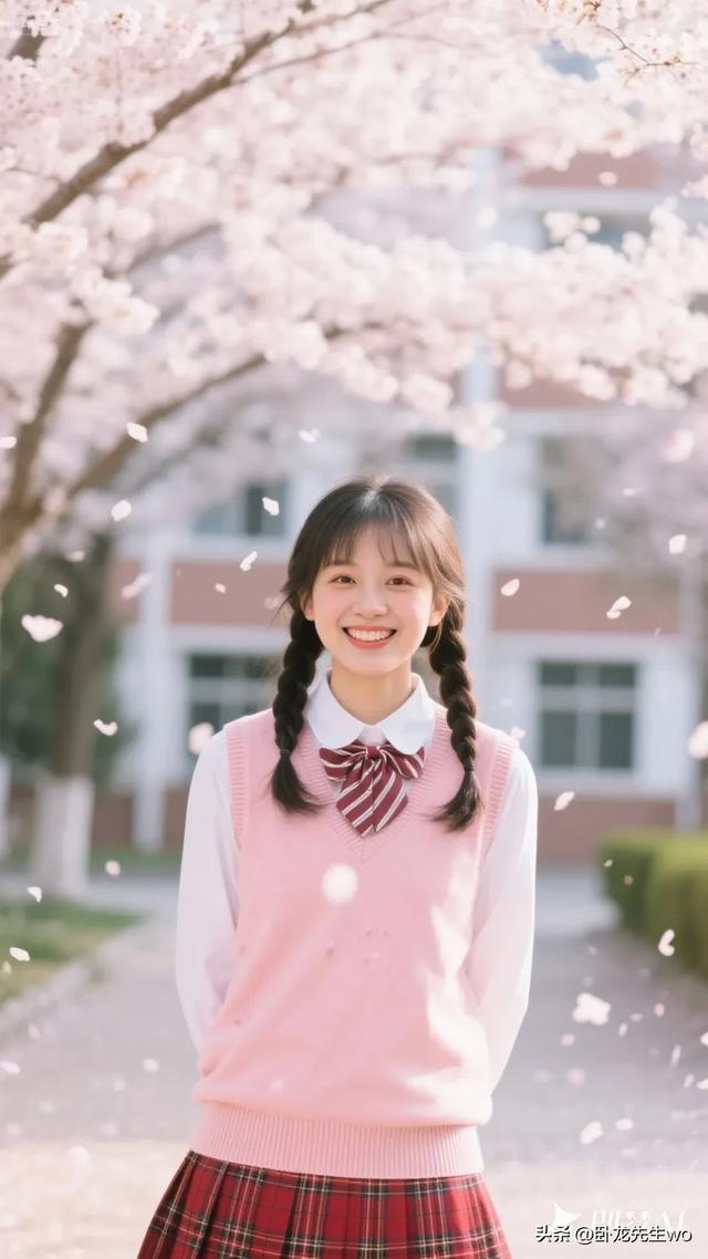 樱花校园里的女学生