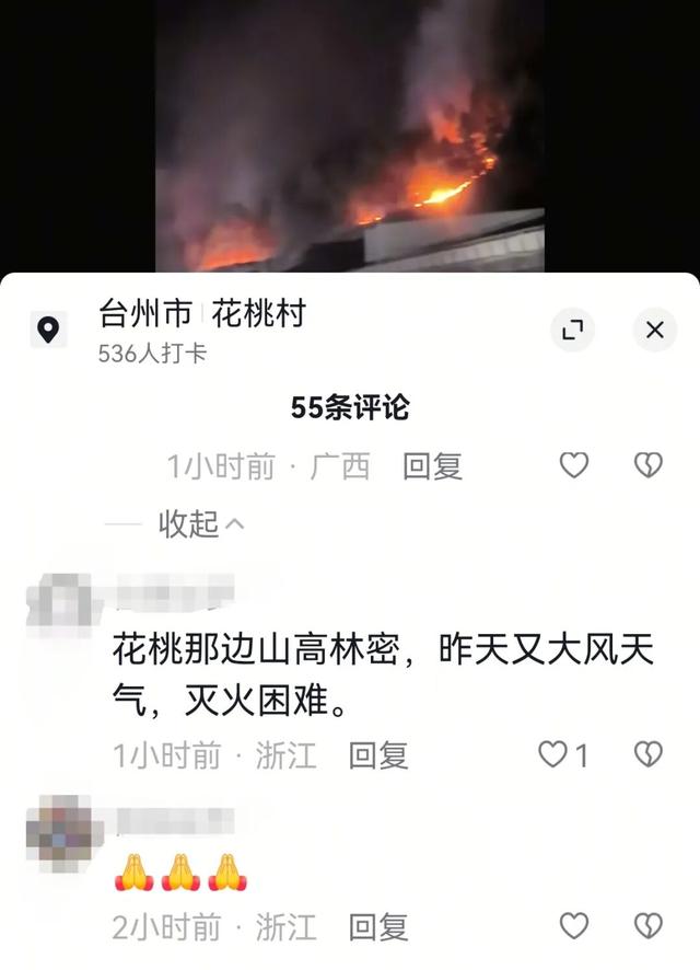 浙江台州一山林突发大火；当地回应：已全面控制，无人员伤亡，起火原因在调查