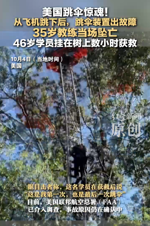 美国田纳西州发生一起双人跳伞事故