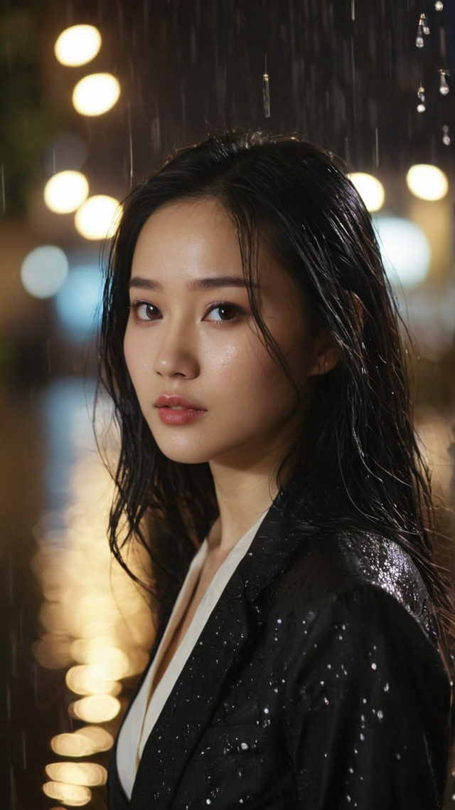 美女写真——雨中的女孩