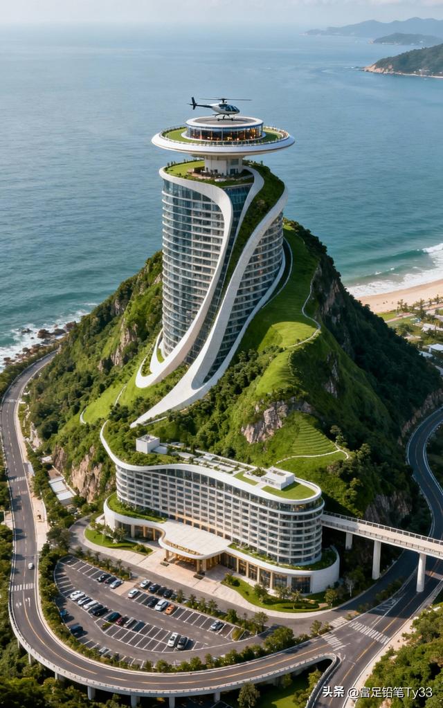 悬崖上的现代奢华酒店，俯瞰无边海景，尽享自然之美！