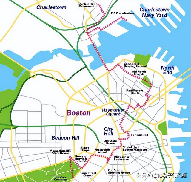 美国波士顿红线自由之路1-波士顿公园和爱尔兰大饥荒纪念雕塑