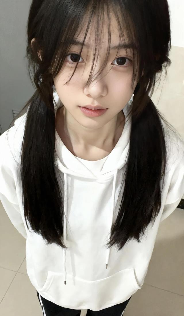 白帽衫双马尾照片火了	，宿舍随拍意外走红，原来真实比美颜更动人