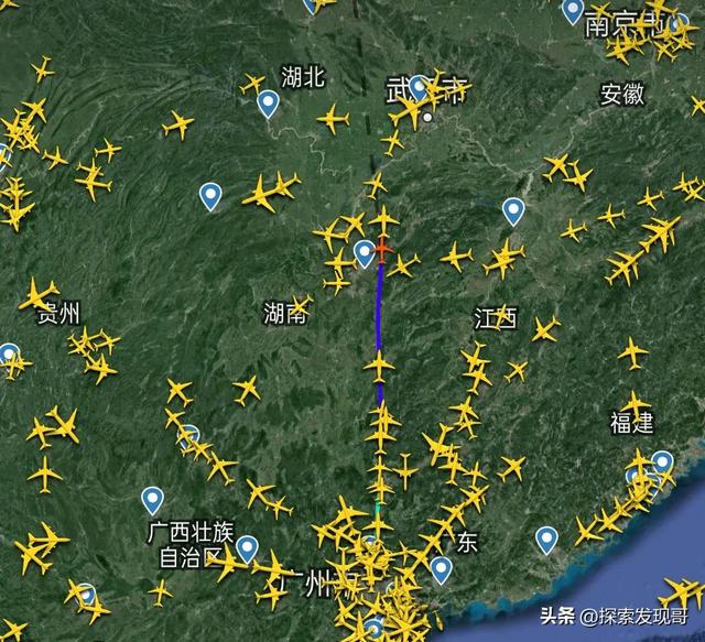 刚刚，8月30日6点54分，一架广州飞呼和浩特航班到达湖南株洲上空