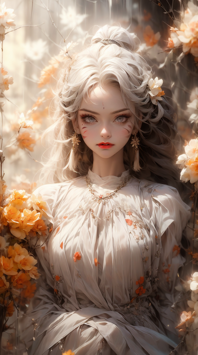 高清动漫壁纸｜AI生成的图片，在花丛中的梦幻女孩
