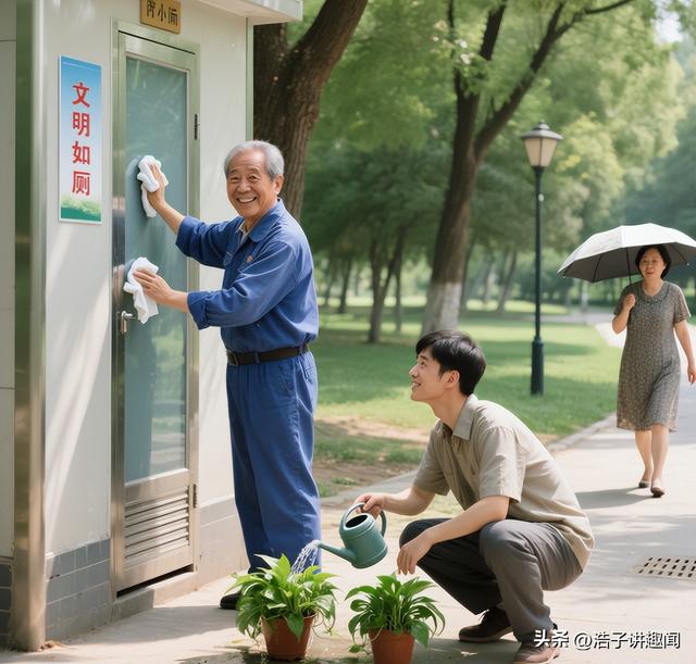 退休后去扫公厕，被前同事嘲笑，三个月后老板娘挺着大肚子来找我