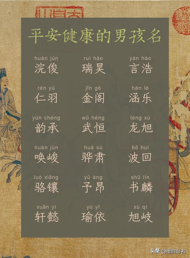 一生顺遂 平安健康的男孩名字