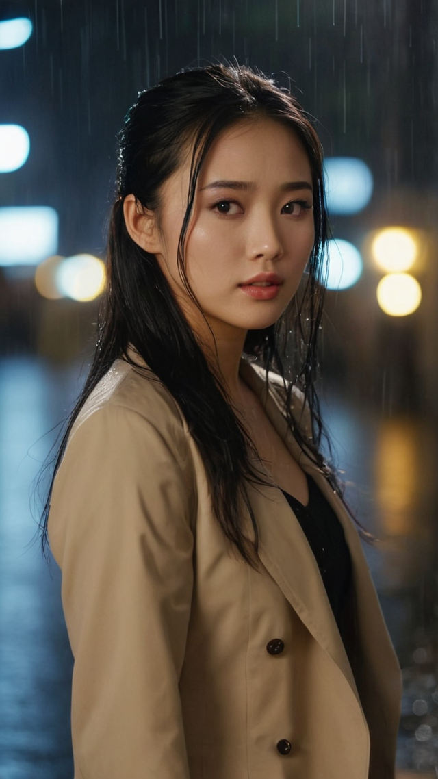 美女写真——雨中的女孩
