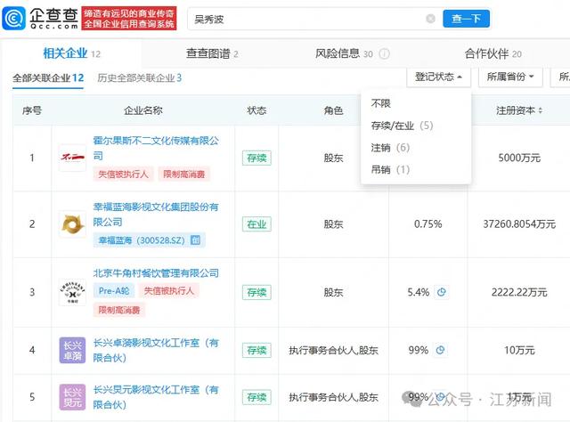 吴秀波被强制执行6200万元
