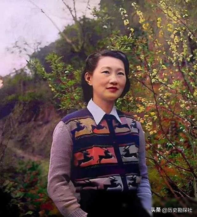 张学良和赵一荻被幽禁的真实彩色照，35岁赵一荻皮肤白皙风韵犹存