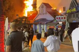 上海欢乐谷失火，游客以为是表演节目图片