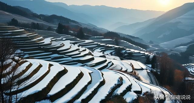 桂林龙胜限量版冰雪大世界藏在10万亩梯田里。