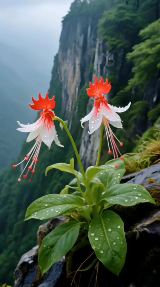 奇花热烈地绽放着，如昂首挺胸的大公鸡，火红的冠子昂扬。