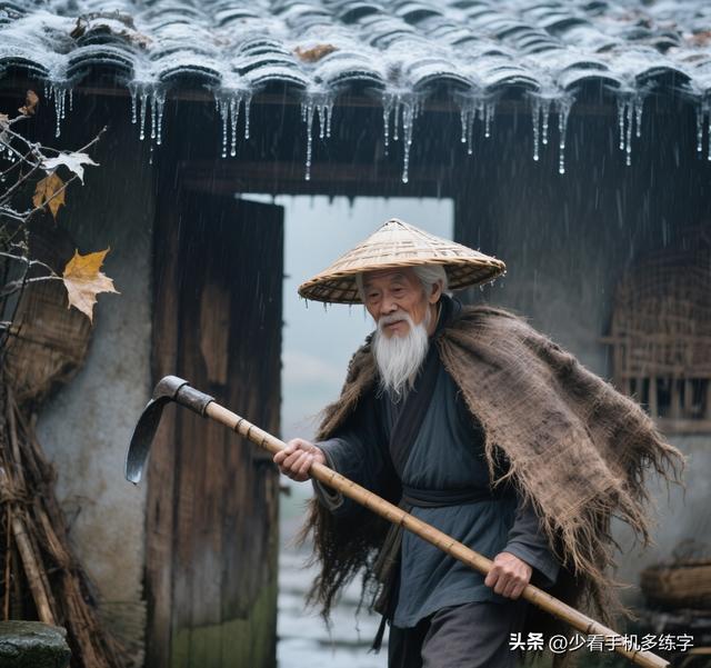 续句诗三：苍梧一叶落无声，冷雨初凝檐下晶。最是灯前呵手际