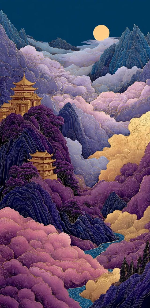紫色山川湖海壁纸｜和舒服的人在一起 连沉默都是快乐的