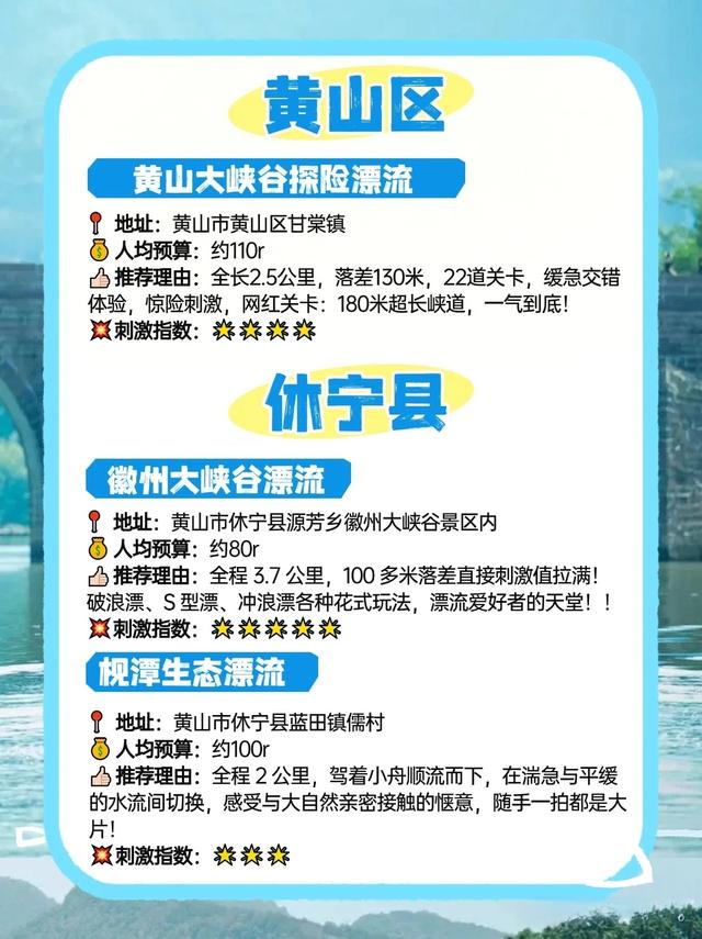 速收藏！黄山10个漂流玩水地，夏天来玩~