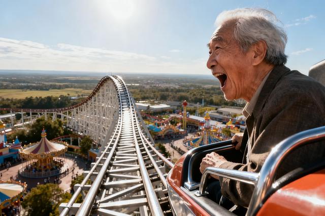 75岁大爷1天43次过山车，这才叫晚年！
