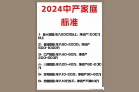 2024中产家庭年收入及净存款标准图片