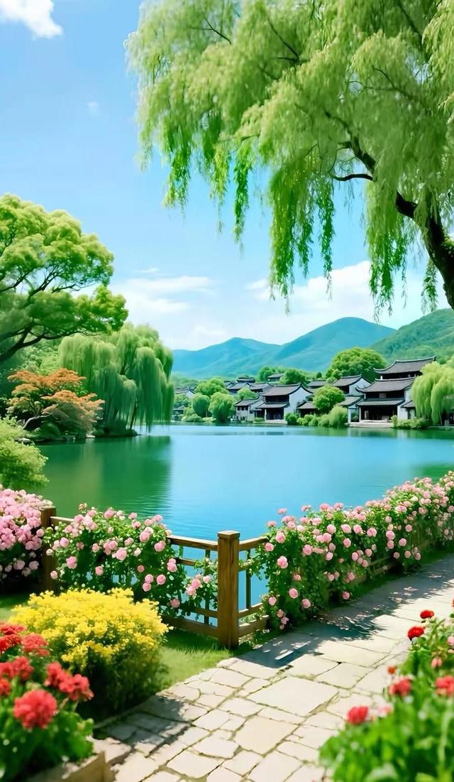 冬日湖畔遇故人，牵手踏雪寻美景，远山如画心已醉