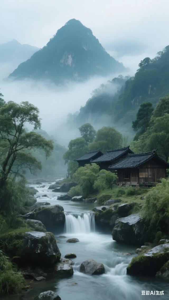 仙境般的古村落，流水潺潺，云雾缭绕，仿佛世外桃源！