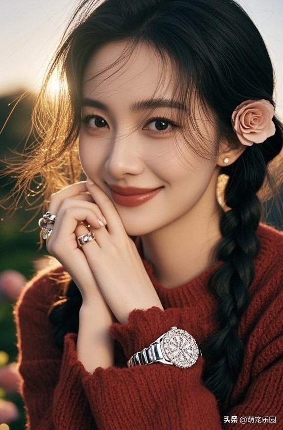 冬日午后红衣女子，花瓣耳饰配暖阳，这画面值得回味