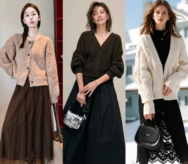 秋冬过了一半才发现：大家都在穿“短外套+长裙”，洋气又显高