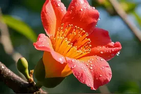 木棉花以其鲜艳的红色和坚毅的姿态，象征着英雄主义的不屈不挠。图片