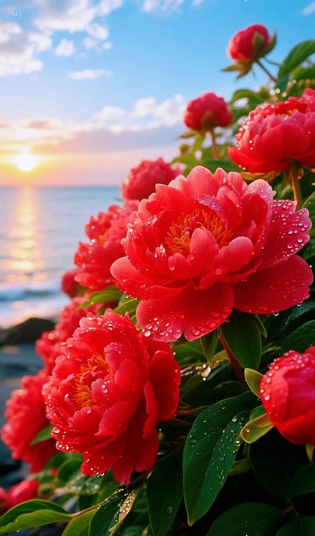海上“牡丹花”融入海景，景致绝美，动人心弦