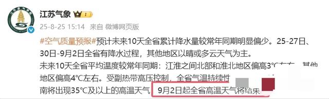 热也江苏冷也江苏！江苏退温时间确定，未来一周天气雨热‬混打‬